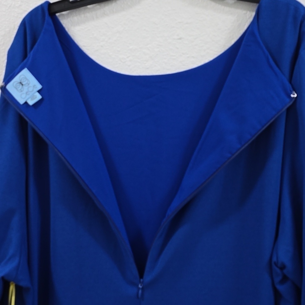 CeCe Qomens 3/4 Sleeve Moss Crepe Dress Blue Size 24W. - Picture 14 of 16